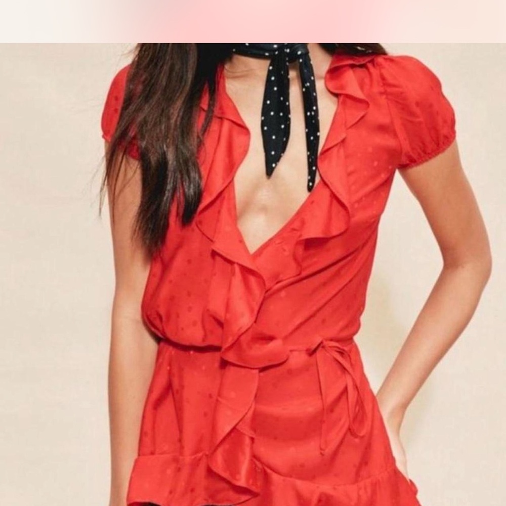 Red Ruffled Women's Top